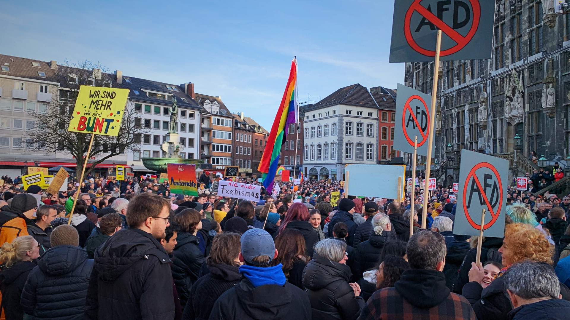 Demo gegen die AfD in Aachen