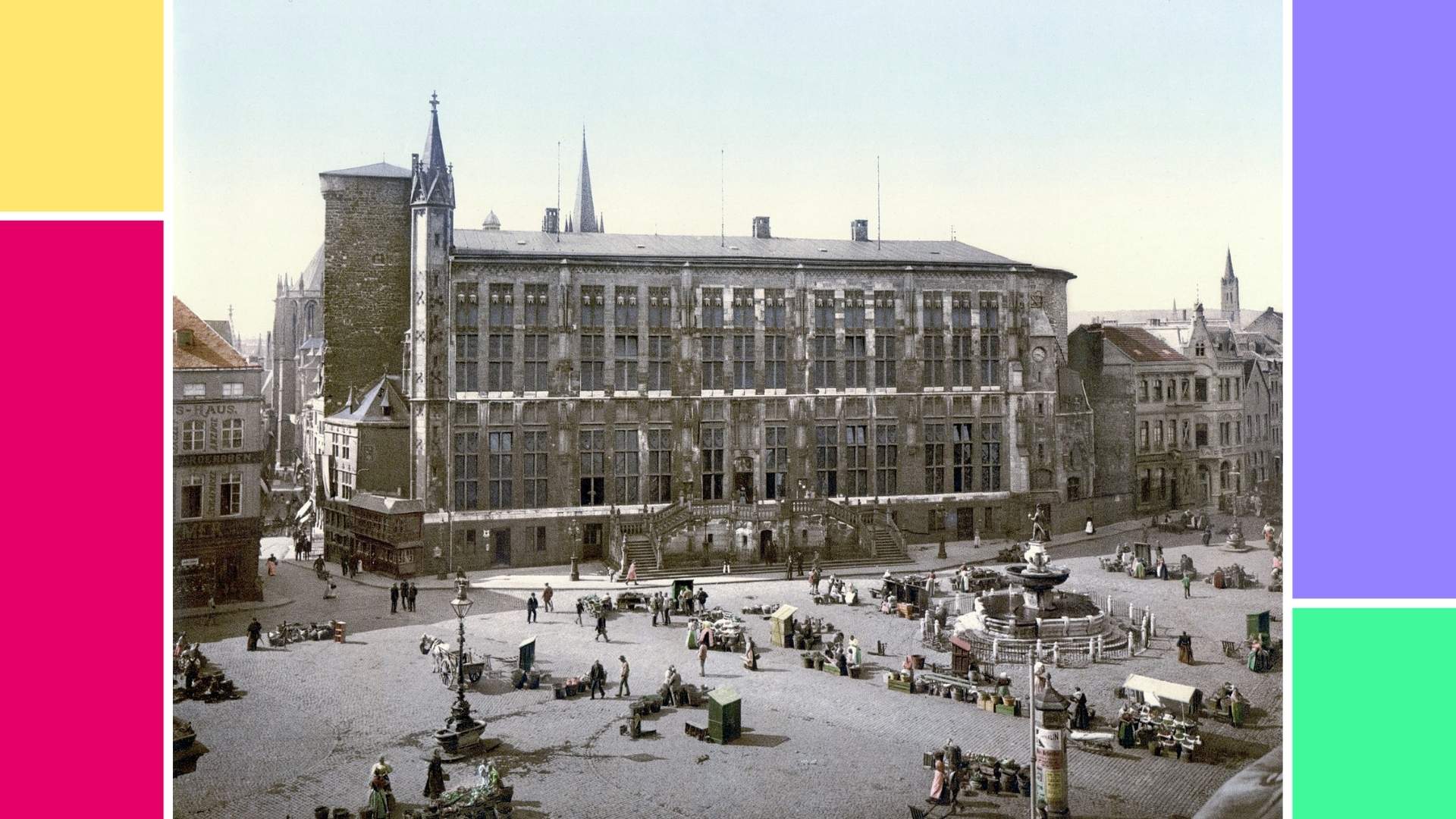 Aachener Rathaus nach einem Brand 1883